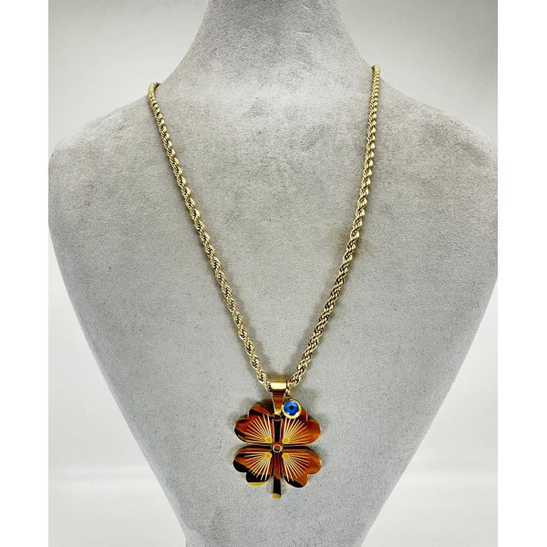 Bronz Yonca Yapraklı Kolye